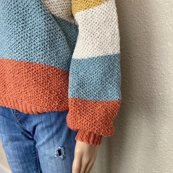 Blank Paige Oversized Striped Sweater Womens Small Muted Multicolor Colorblock - Picture 3 of 10